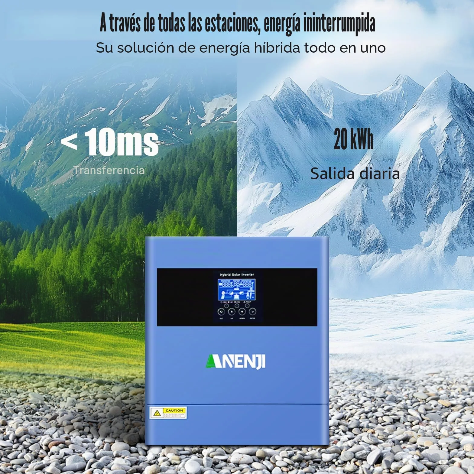 Inversor híbrido de 4200 W, 24 V CC/230 V CA, inversor solar de onda pura 100 A, MPPT + alimentación a la red, tensión de entrada máxima de PV de 500 V + 4 modos de carga para baterías de litio de 24