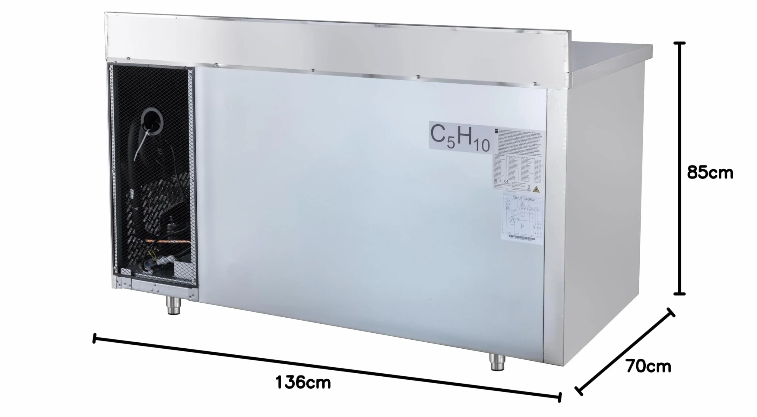 METRO Professional Mesa congeladora GCF3100BS, Acero Inoxidable, 334 L, 600 W, 3 Puertas, Plateada, Ideal para restaurantes (M)