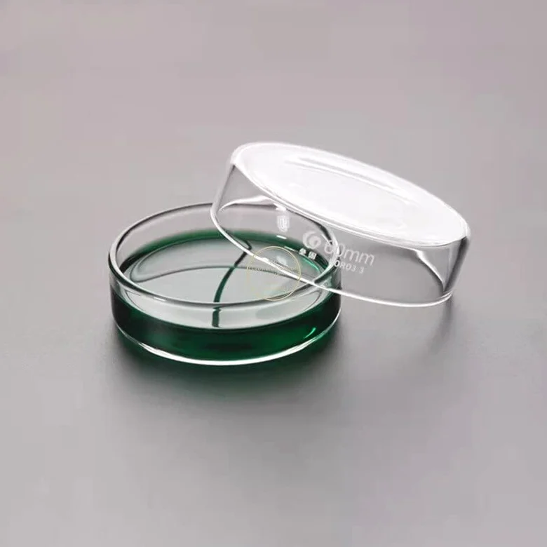 Placas de Petri de Vidrio Transparente con Tapas Microorganismos Célula Instrumento químico estéril Transparente Envío de la Gota Placas de Petri (Size : 60mm 10pcs)