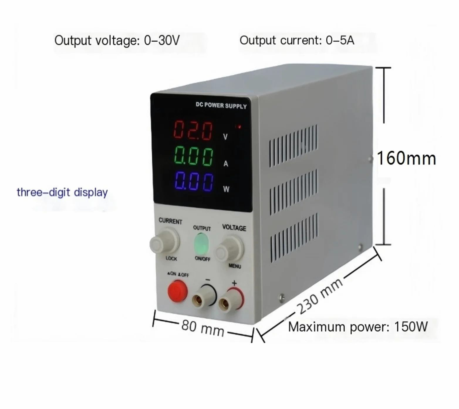 MN305S 150W Fuente de alimentación Regulable DC regulada 0-30V 0-5A