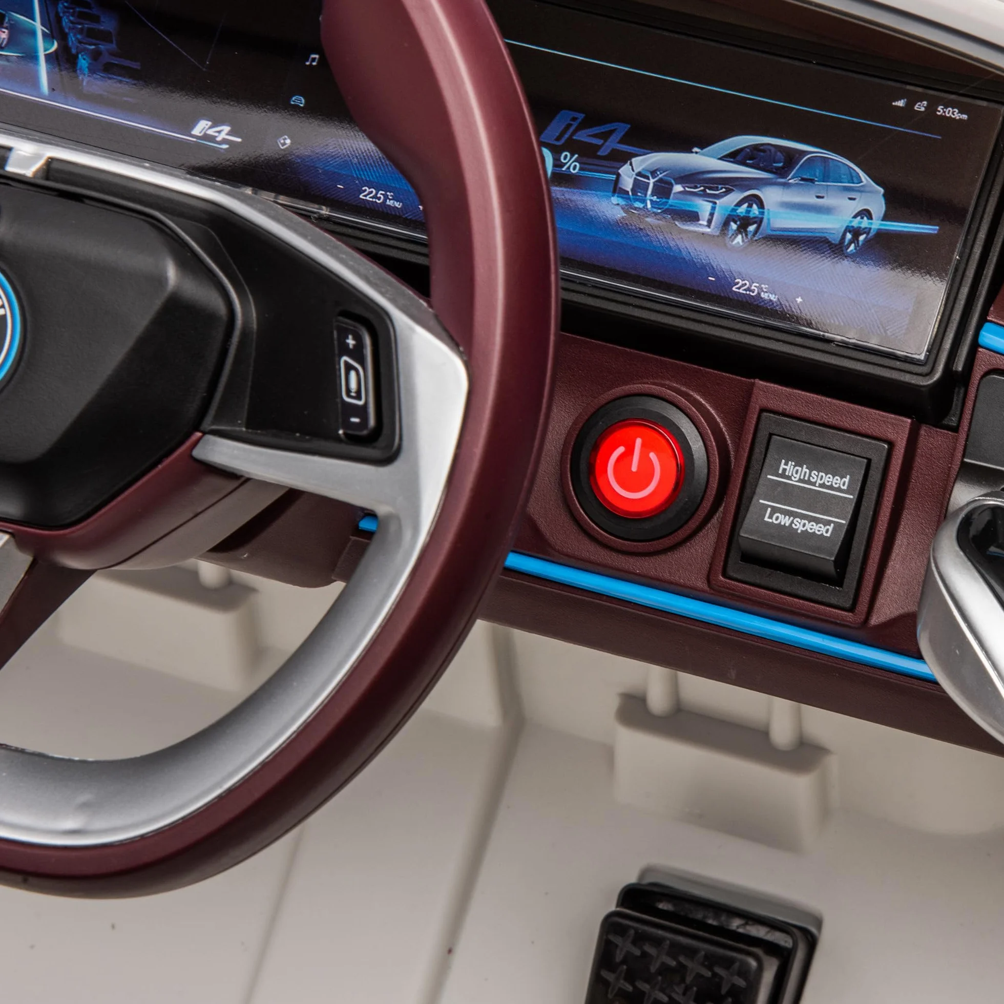 HOMCOM Coche Eléctrico para Niños BMW I4 12V con Control Remoto Música MP3 Pantalla Luces 115x67x45 cm Blanco