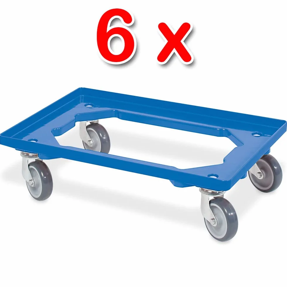 BRB 6 ruedas logísticas para cajas de 600 x 400 mm, capacidad de carga de 250 kg (azul)