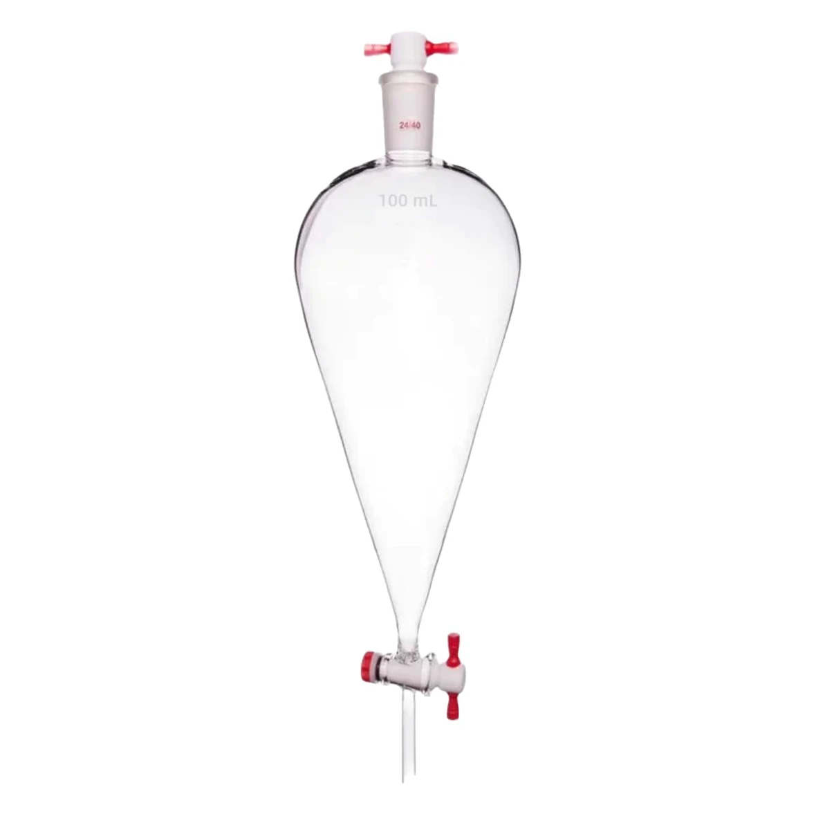Embudo de separación de vidrio de borosilicato de pared gruesa - Cónico en forma de pera con junta 24/40, tapón de PTFE y llave de paso(1000ml)