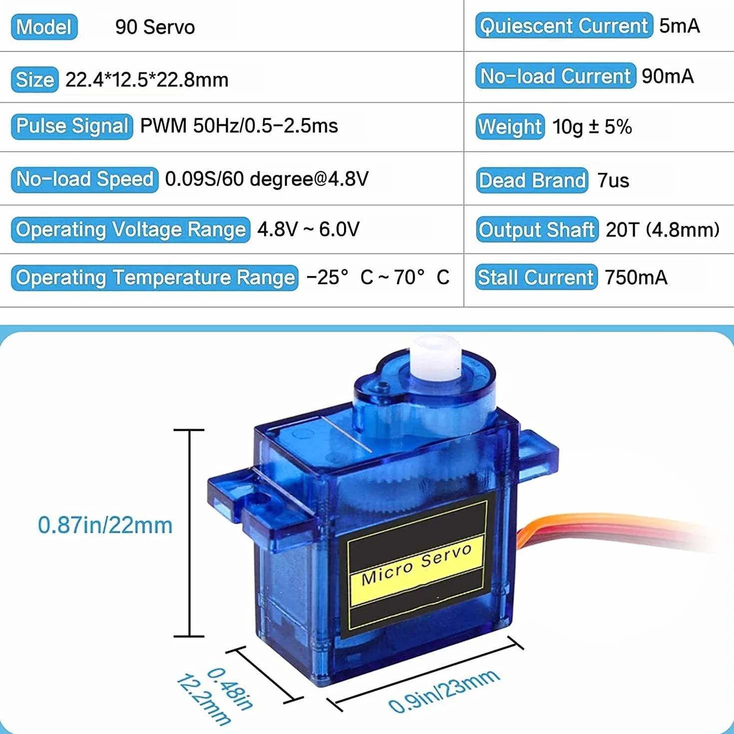 HUAZIZ SG90 9g Micro Servo para RC Helicóptero Avión
