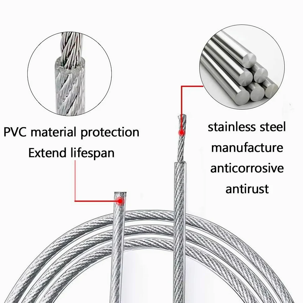 NEWFUN 100M Cable Acero, Cable Acero 3mm, Cable de Acero Inoxidable con Manguito de Engarce y Guardacabos Para Tensar Vallas, Cables de Suspensión de Lámparas de Exterior, Cables para Cortinas