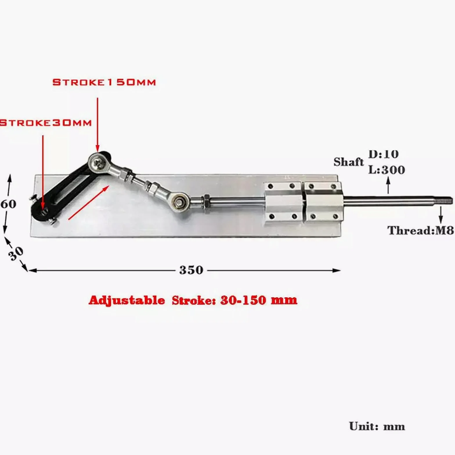 Kit de actuador lineal eléctrico, varilla de empuje telescópica de 12 V/24 V CC con regulador de velocidad, carrera de 80 mm/150 mm, velocidad de 45 rpm/95 rpm/100 rpm/120 rpm