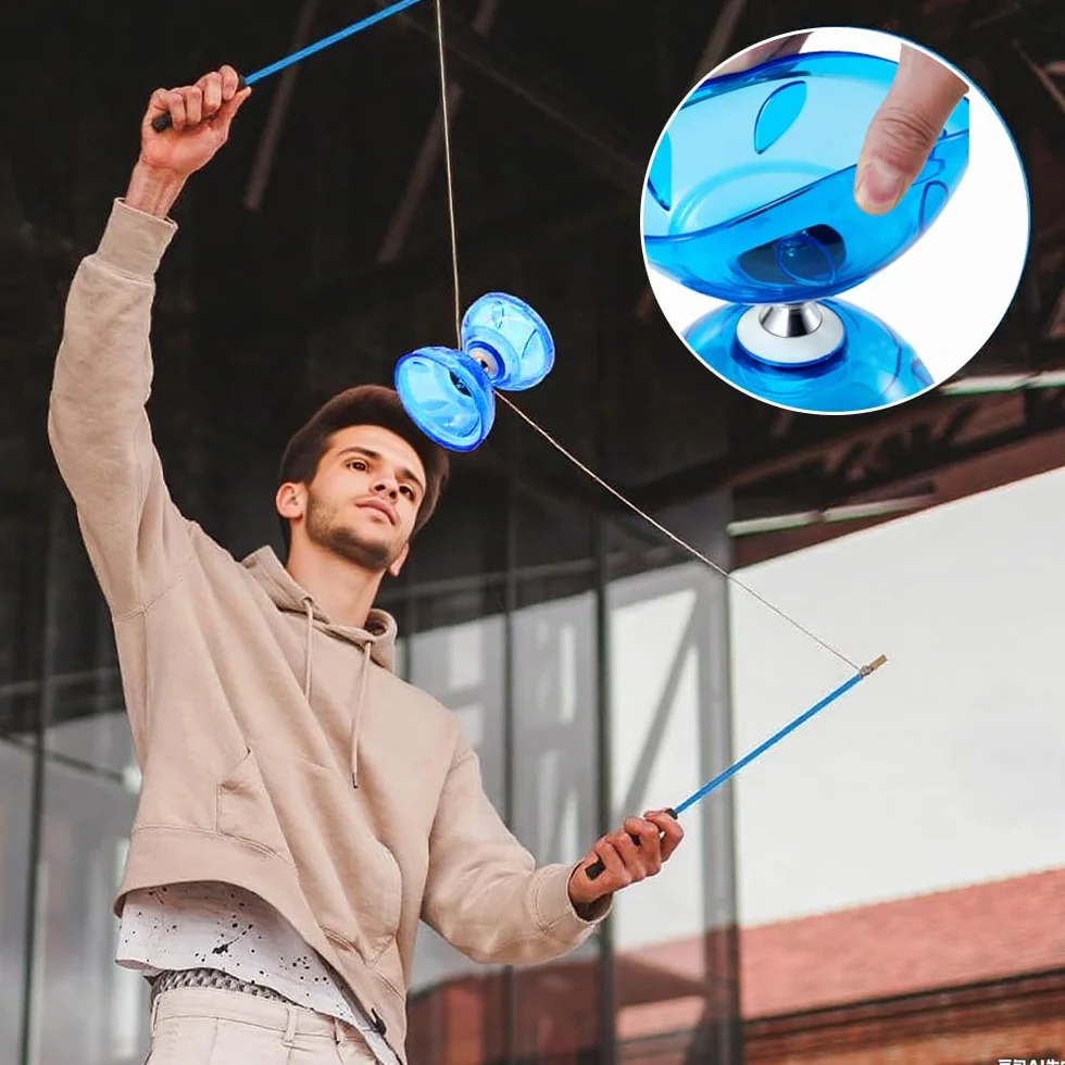 Diábolo LED con rodamiento de bolas, 3 rodamientos, palos y cuerda, juego de malabares para principiantes