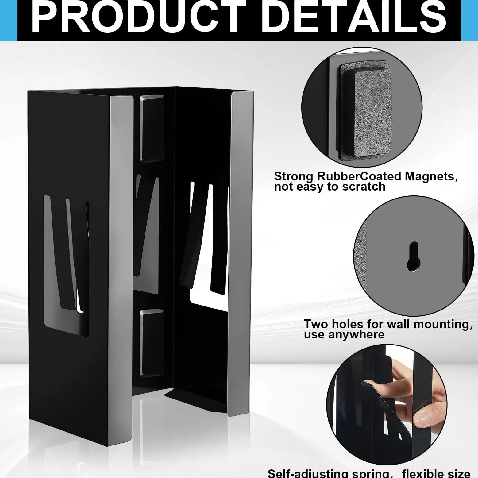 2 soportes magnéticos dispensadores de guantes de montaje en pared de calidad comercial, toallas, toallitas de papel, caja de pañuelos de papel, soporte para cocina, nevera, oficina, talleres, garaje