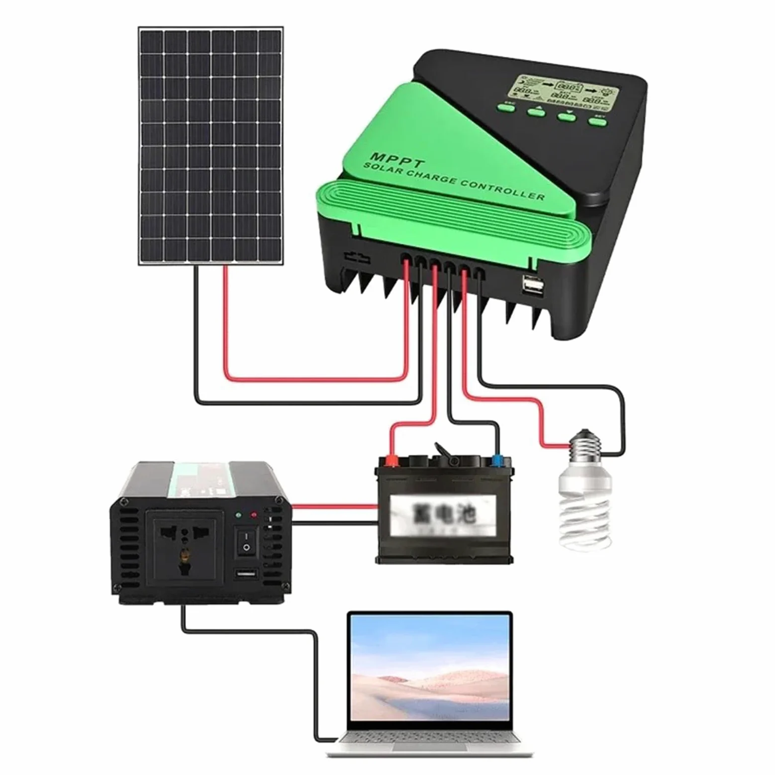 Eficiente regulador de carga solar MPPT conmutación automática de 12 V 24 V para sistemas fotovoltaicos de hasta 60 A, regulador de capacidad de carga