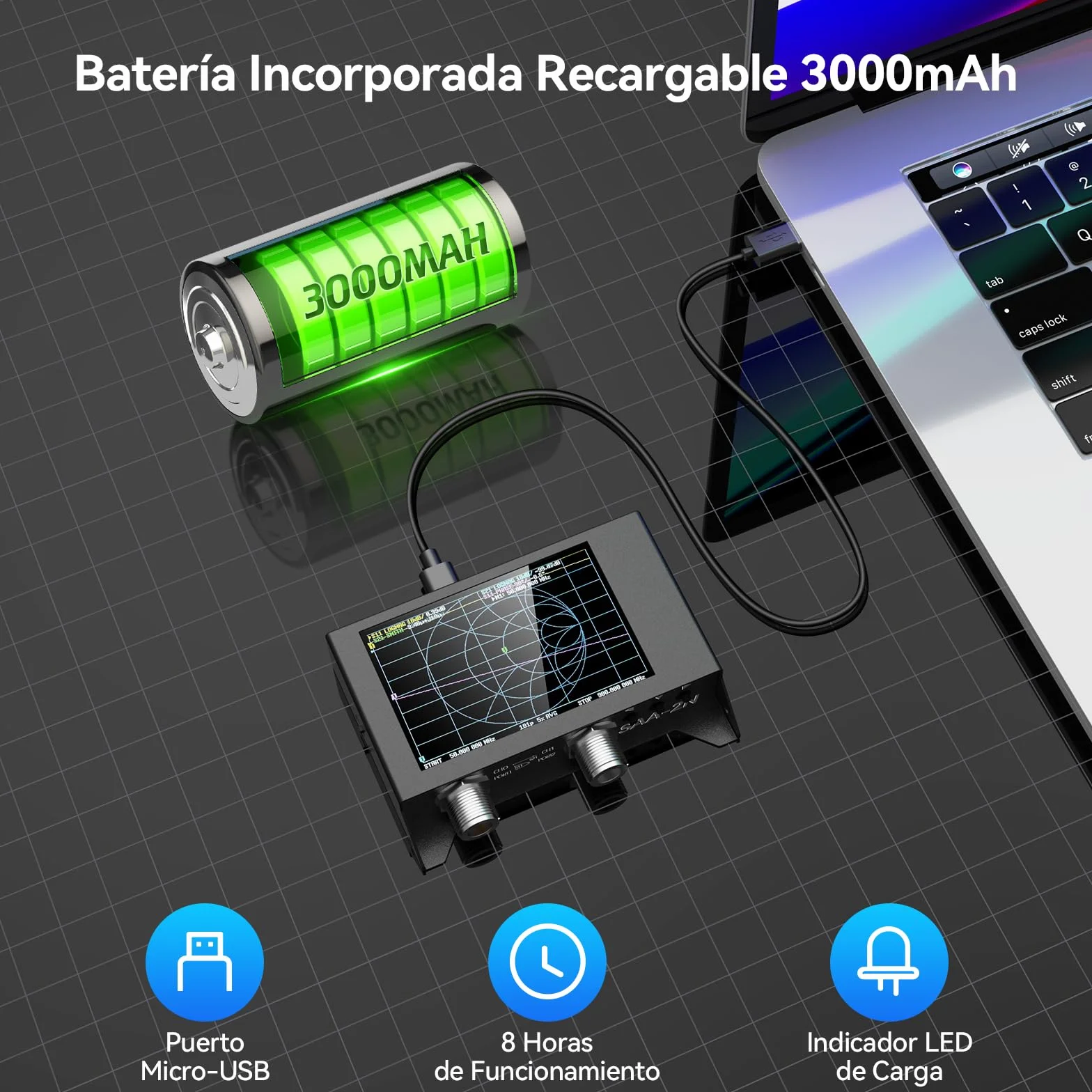 Seesii NanoVNA SAA-2N Analizador de Antenas, Analizador Vectorial de Redes 4 Pulgadas 50KHz-3GHz, HF VHF UHF para Parámetros S y Chart Smith con Bolsa Portátil