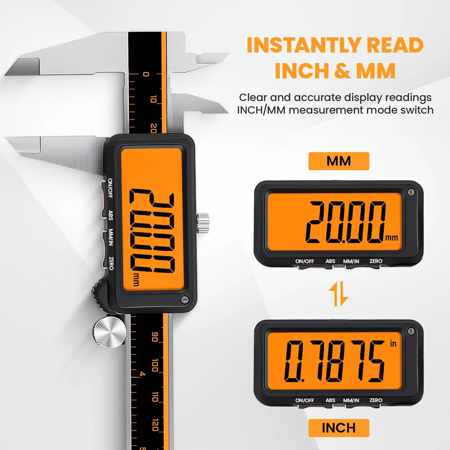 HARDELL Calibrador digital recargable LCD antirreflejos ABS acero inoxidable micrómetro pulgadas/mm