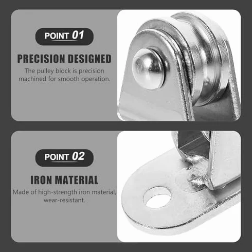 Juego de 6 bloques de polea de acero inoxidable pesado con rodamientos, sistema de polea de cuerda de alambre industrial para remolque de elevación y manipulación de materiales, kits de bricolaje