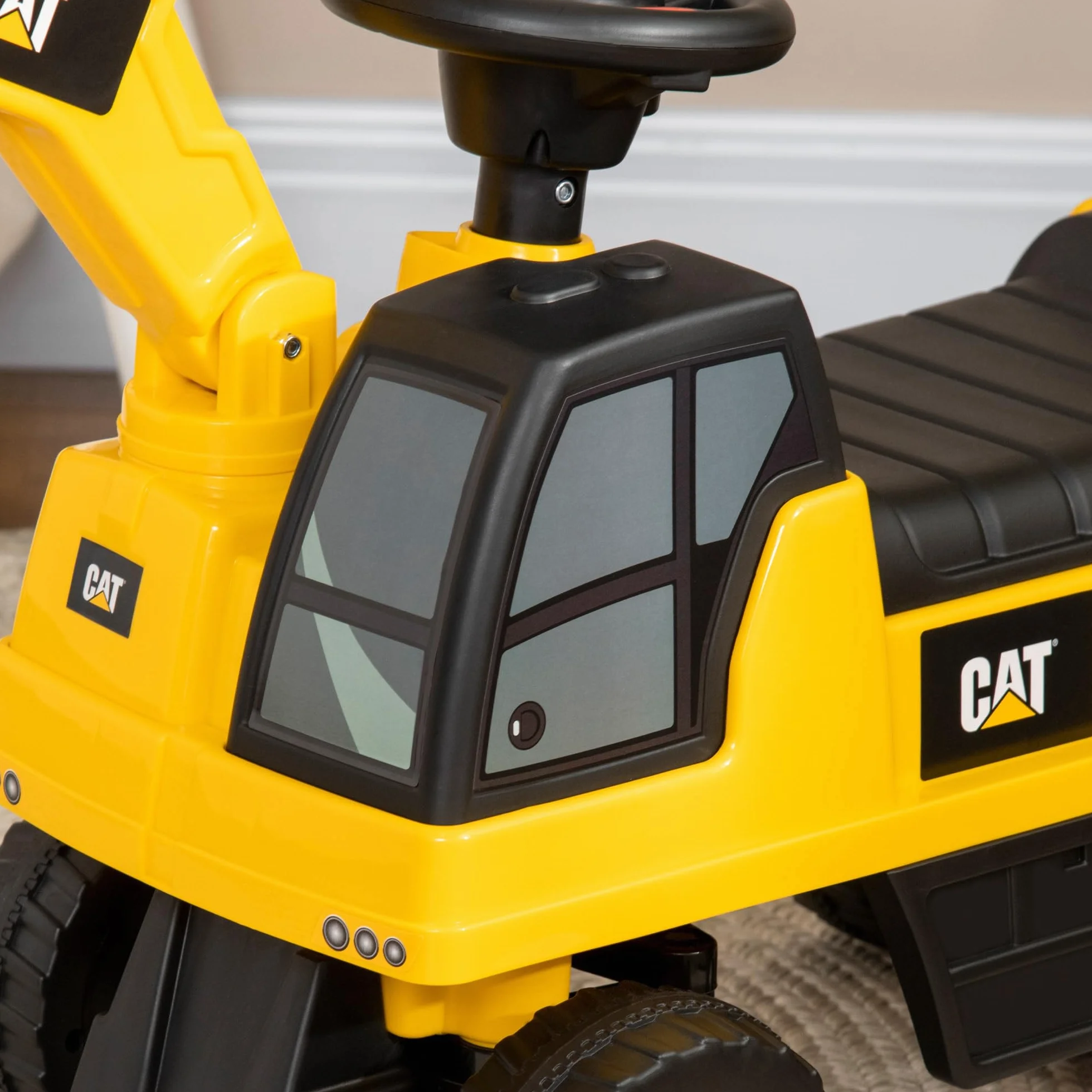 Caterpillar HOMCOM Excavadora Correpasillos para Niños 12-36 Meses 25 kg 85x27,5x47,5 cm Amarillo