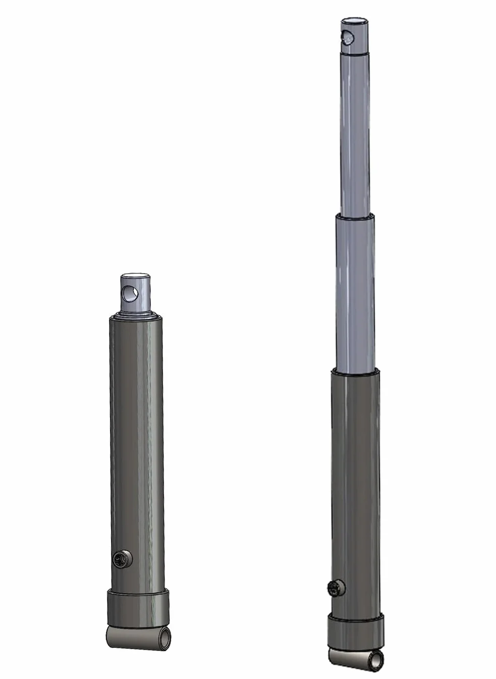 Cilindro telescópico hidráulico, 2 etapas, elevación de 700 mm, capacidad de 6 toneladas