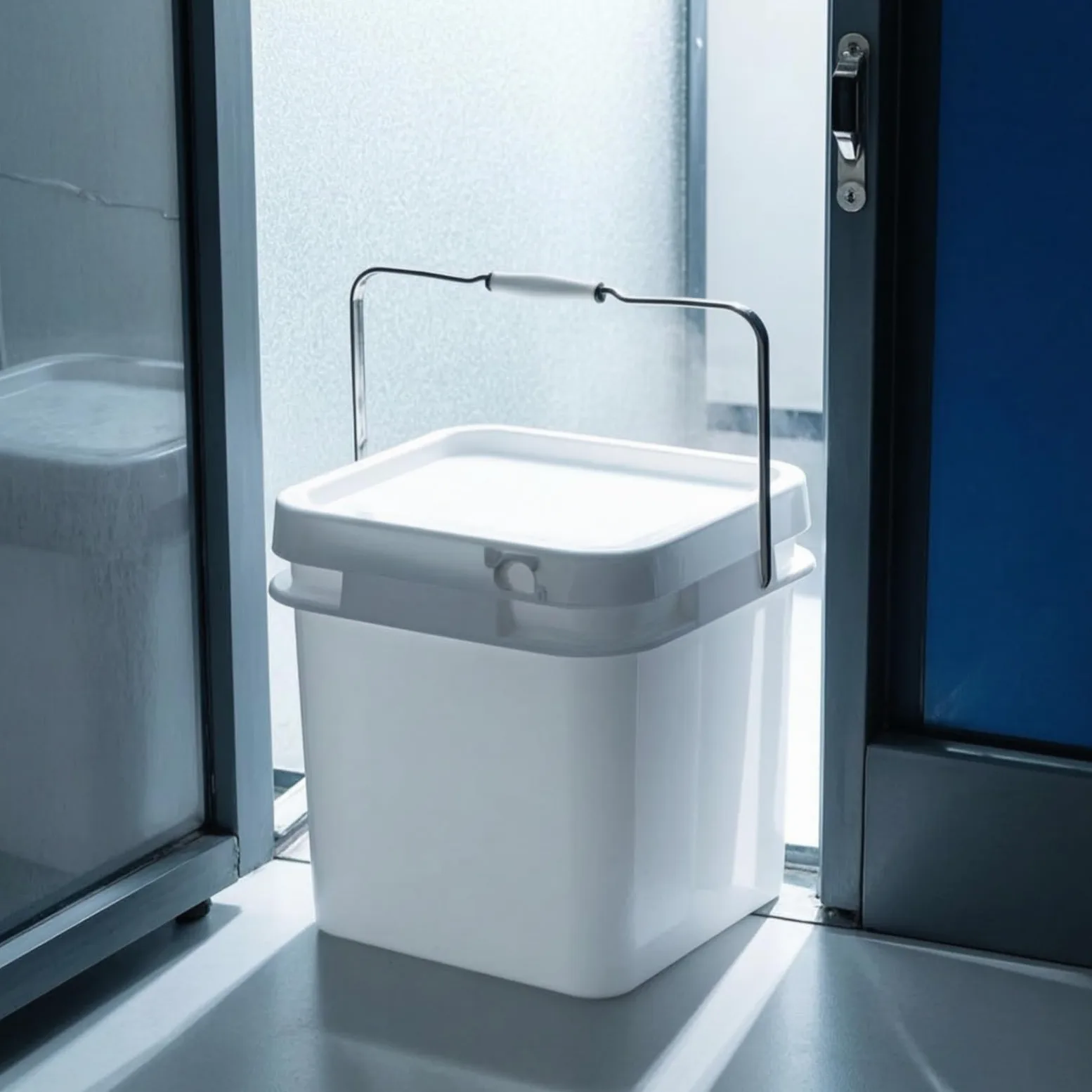 Cubo Industrial de Almacenamiento con, Blanco, 20L Modelo A con Boquilla, Tapa A Presión Engrosada