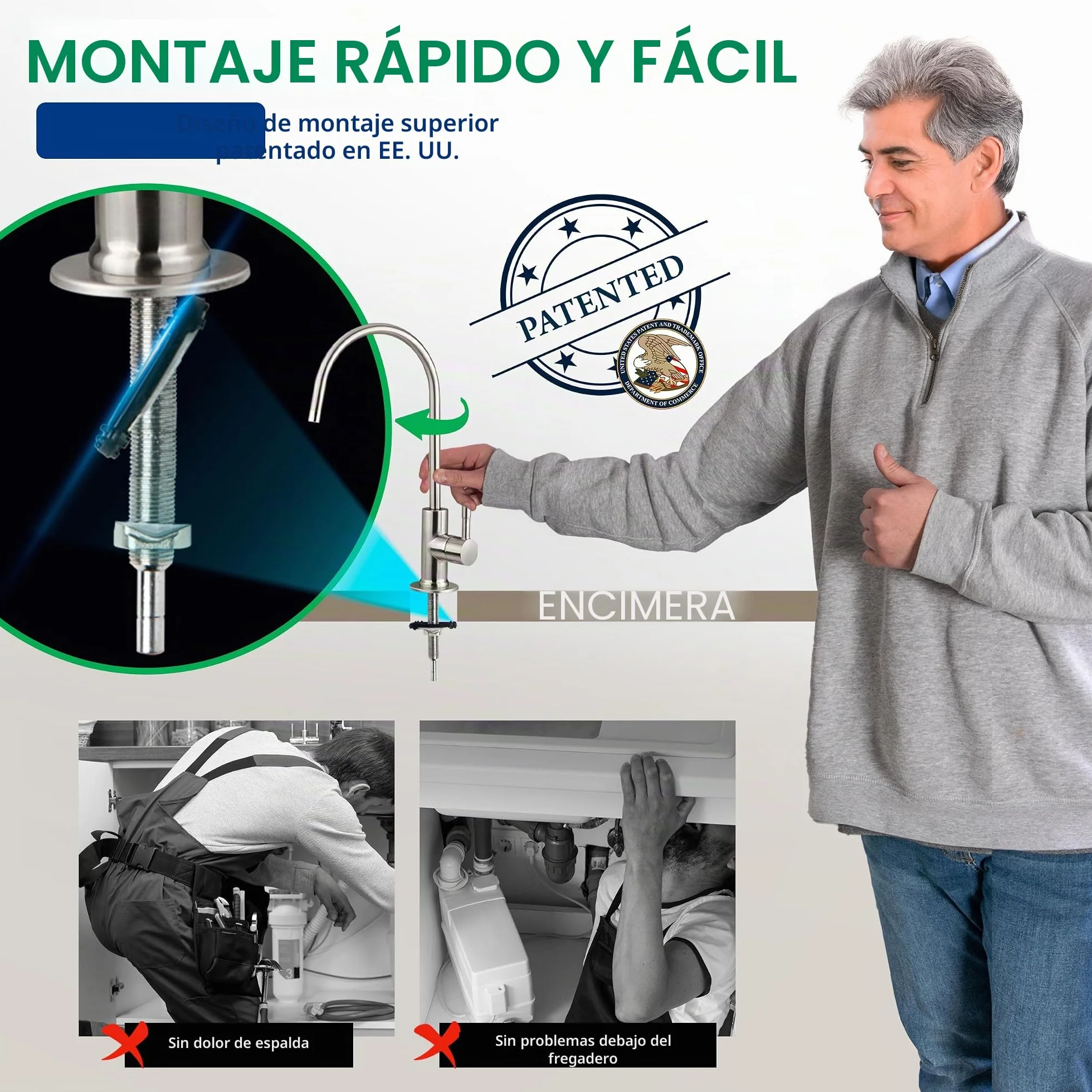 iSpring RCS5T 500 GPD Sistema de Filtro de Agua RO de Ósmosis Inversa de Grado Comercial Sin Tanque Con Relación de Drenaje 1: 1, Manómetro
