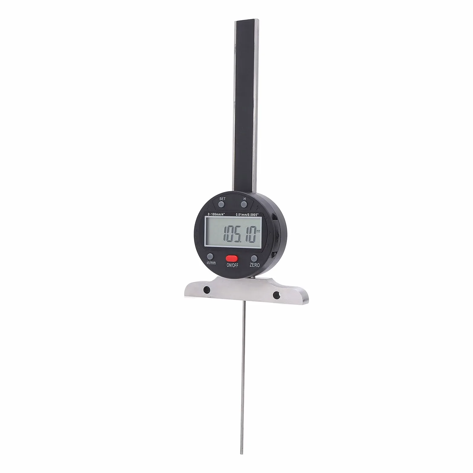 AUNMAS Medidor de Profundidad Digital, Medidor de Profundidad Electrónico de Acero Inoxidable, Pantalla LCD de 0-100 Mm y 0,01 Mm con Transferencia de Datos USB para Carpintería, Uso en Construcción