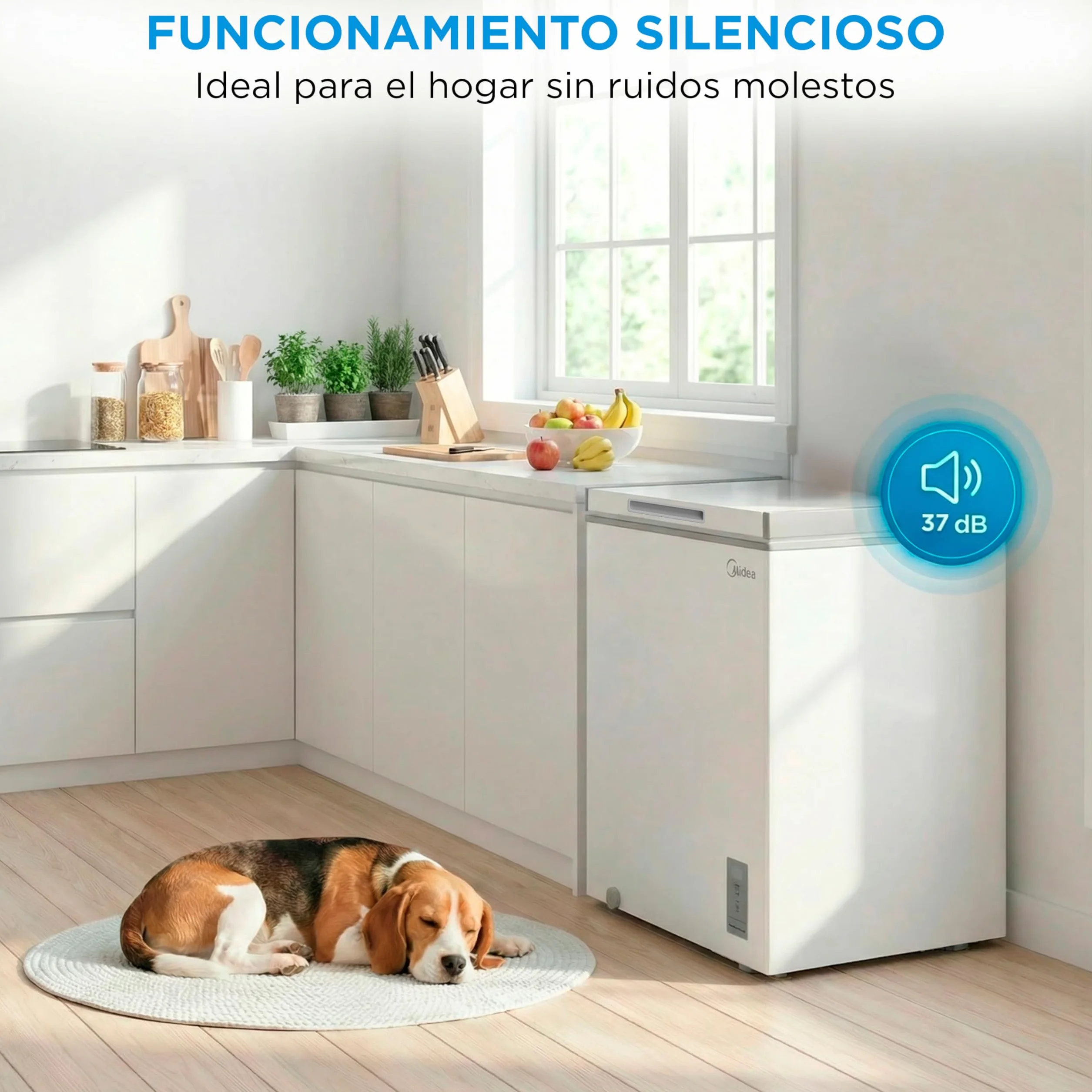 MIDEA Congelador Horizontal 143L Inverter Convertible Frigorífico Silencioso 37dB Bajo Consumo