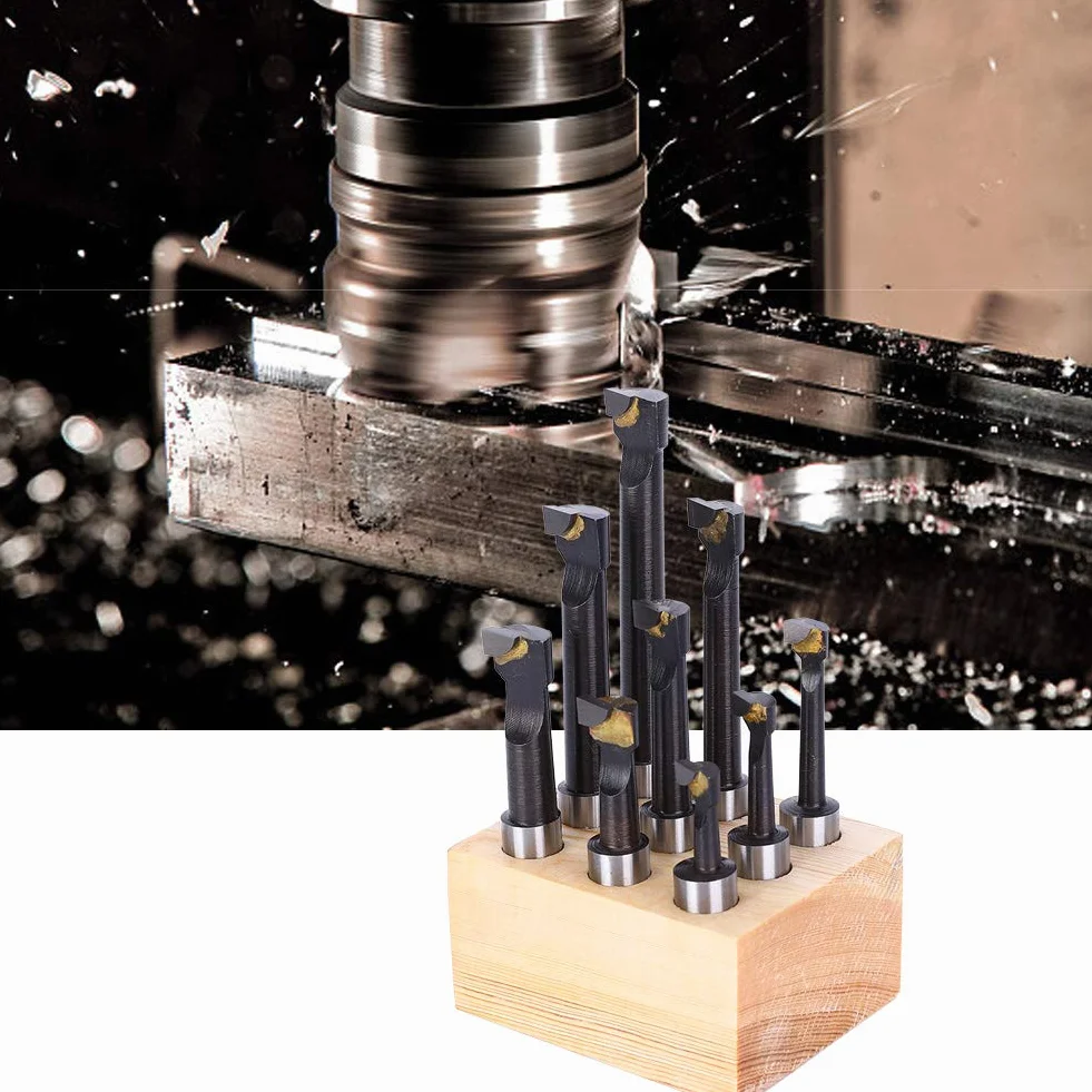 Juego de 9 barras de mandrinar de 12 mm de cabeza de acero de alta velocidad CNC herramienta de fresado de torno
