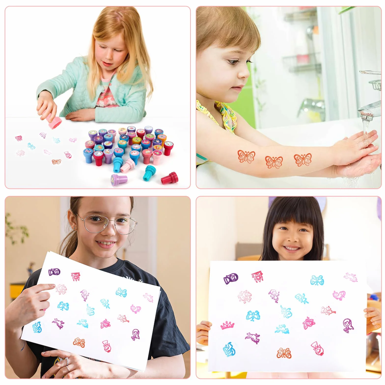 Auauraintt 36 Piezas Sellos Autoentintables para Niños, Juego Multicolor, Premios Escolares, Regalos de Fiestas