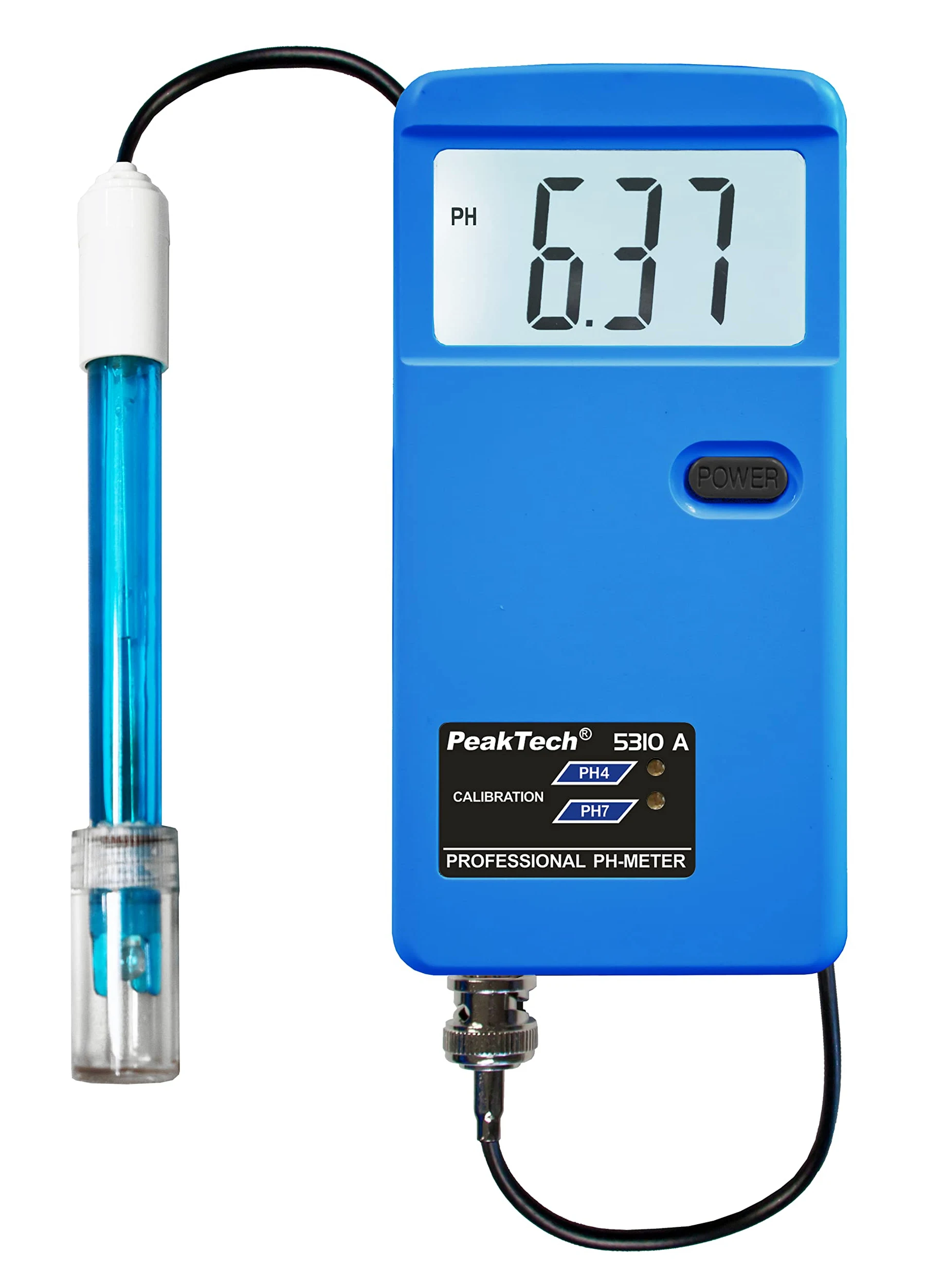 PeakTech, Medidor de pH/PH 5310 A con sonda de electrodo BNC intercambiable, apto para piscina, acuario y laboratorio, P 5310 A, azul