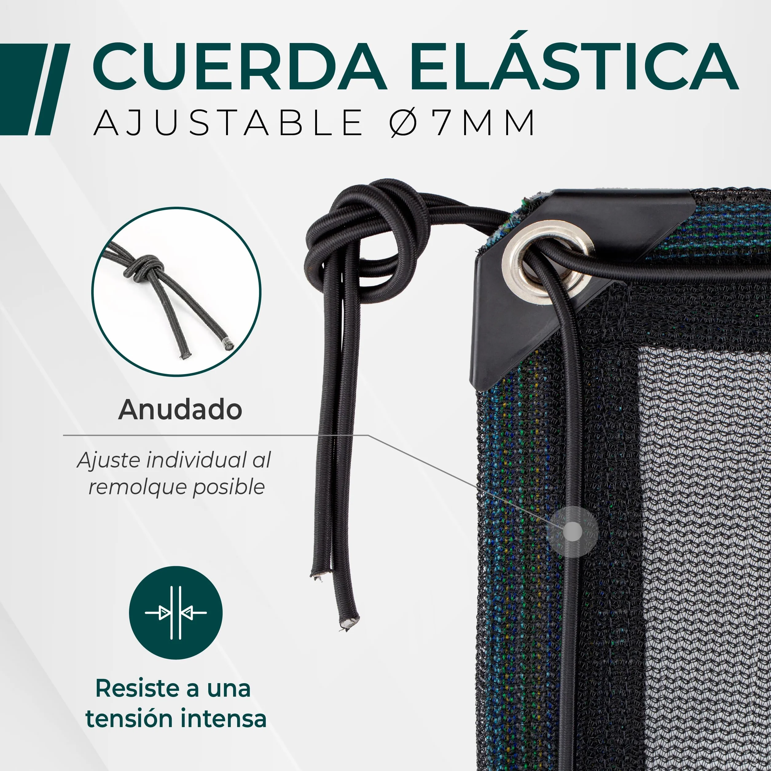 CargoVA® - Red de Remolque de Malla Fina 3x6M - Red de Cobertura Negra de Malla Fina con Cuerda elástica - para una sujeción óptima de la Carga