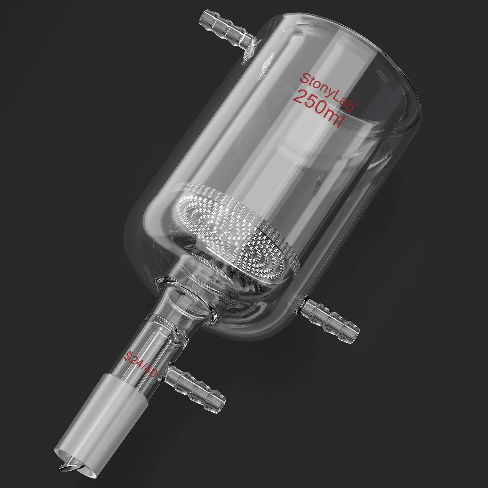 stonylab Embudo Buchner de Vidrio con Camisa y Disco Fritado de 1,5 mm, 250 ml, Unión 24/40 y Conexión de Manguera de 10 mm para Filtración al Vacío en Laboratorio