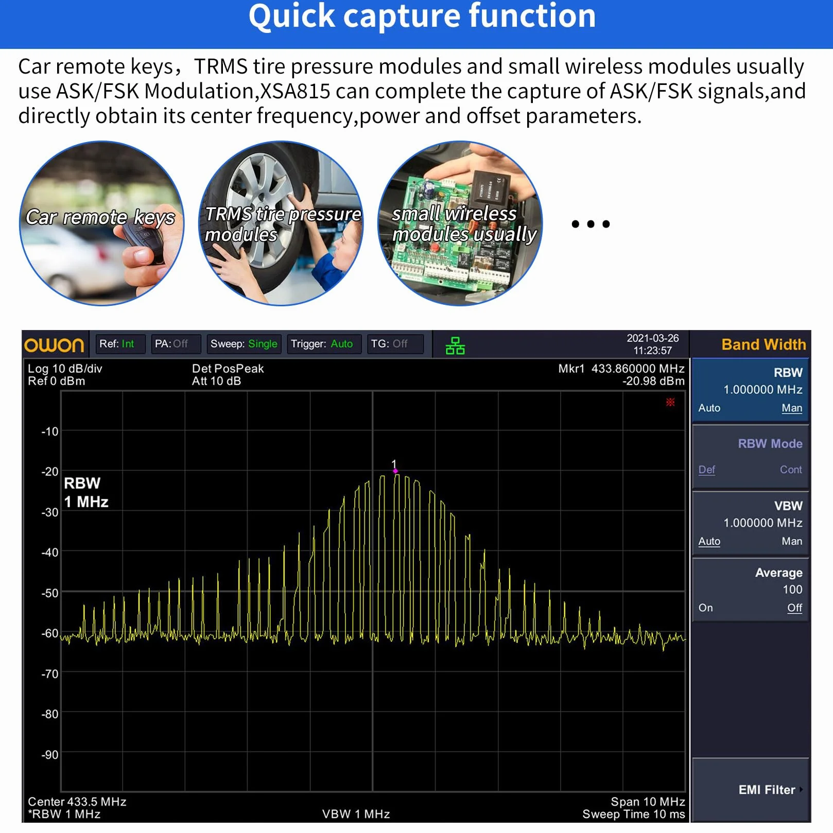 OWON XSA815-TG Analizador de Espectro Digital con Generador de Seguimiento,rango de frecuencia de 9 kHz a 1,5GHz,LCD TFT de 9 pulgadas con alta resolución 1280 x 800 para diversas pruebas industriales