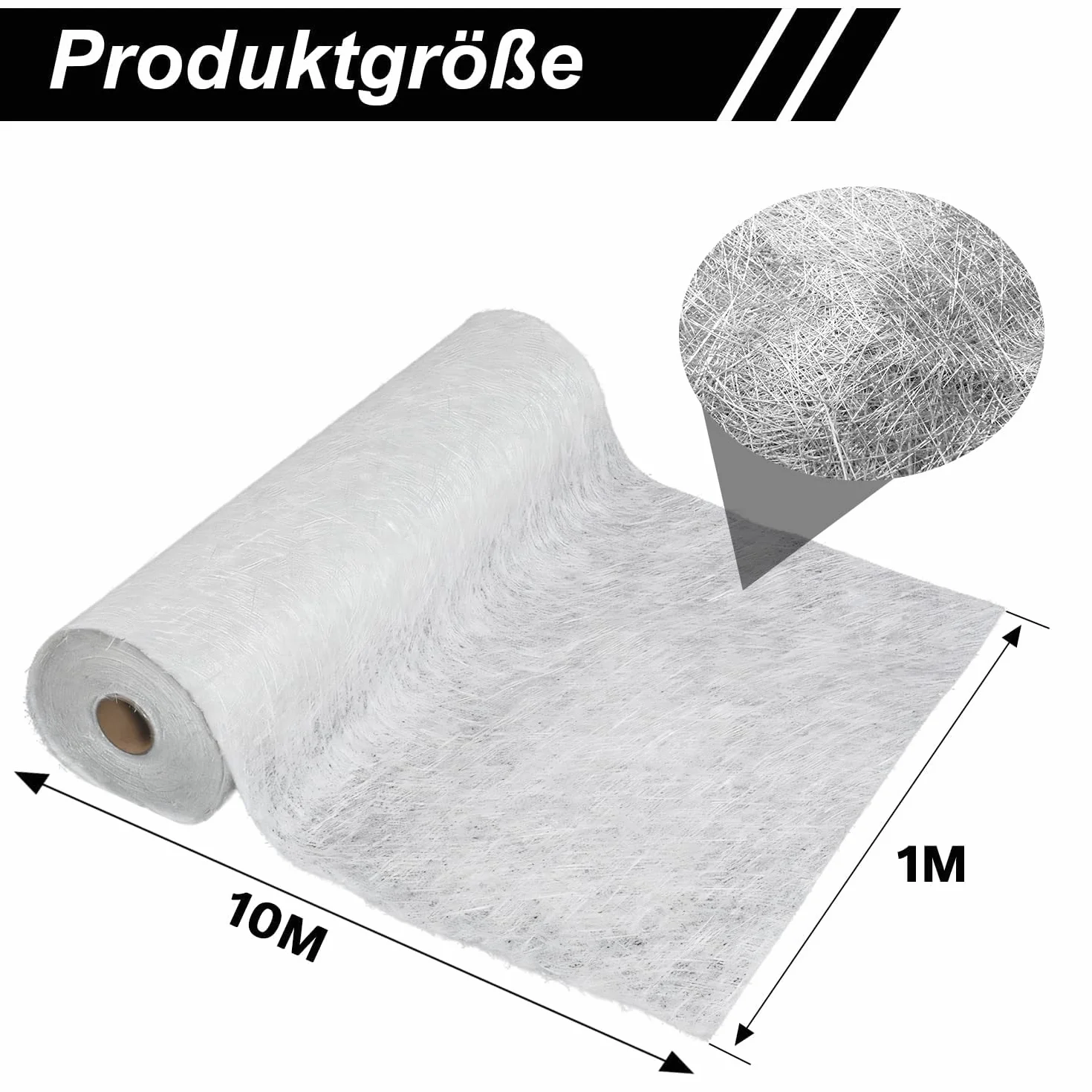 Fibra de vidrio 450 g/m², Alfombra de fibra de vidrio transparente, 1 x 10 m, para resina epoxi y poliéster, reparación, barco