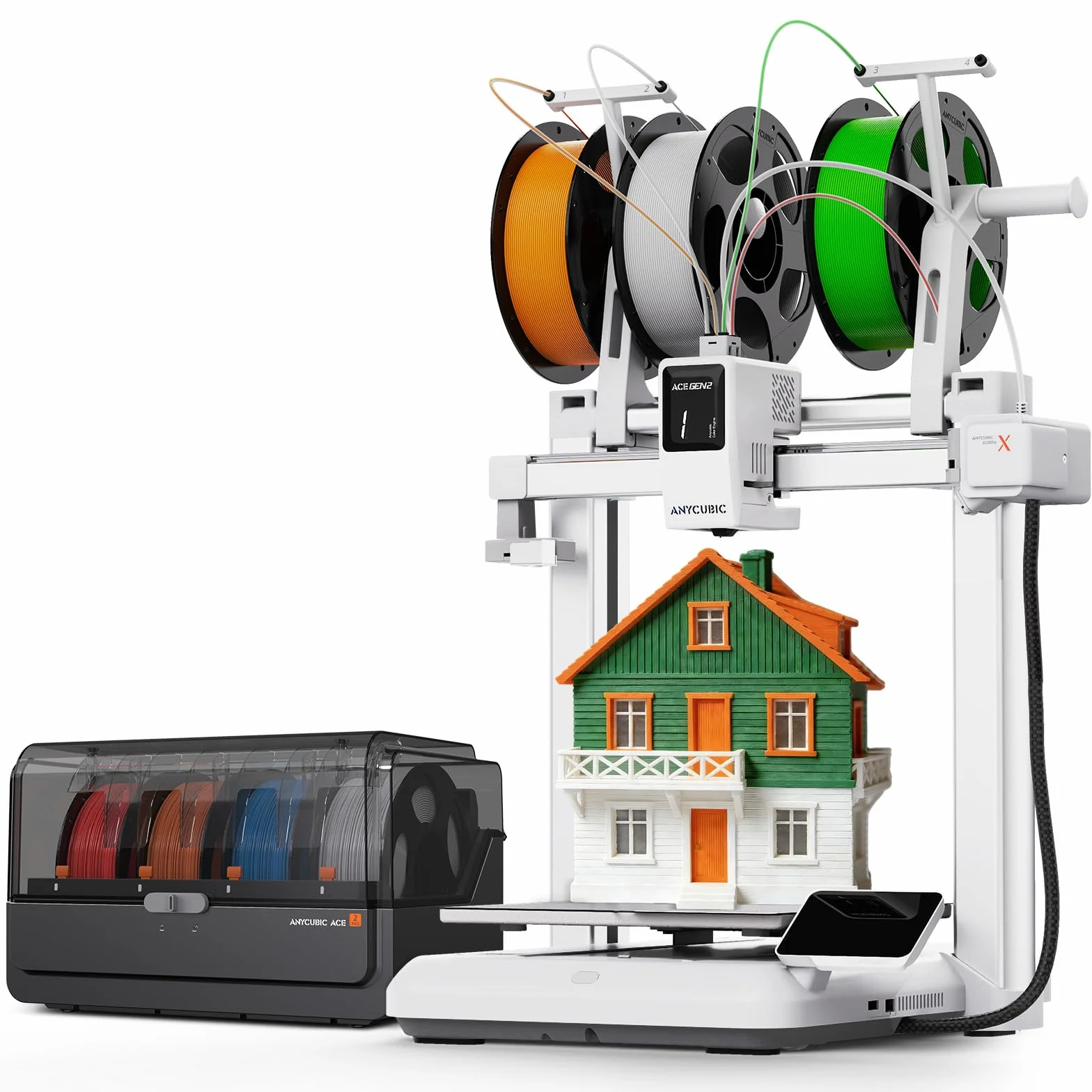 ANYCUBIC Kobra X Combo Impresora 3D, Impresión Multicolor, Secado e Impresión al Mismo Tiempo, Alta Velocidad 600 mm/s, Tamaño de Impresión 260 x 260 x 260mm,Funciona con los Principales Filamentos