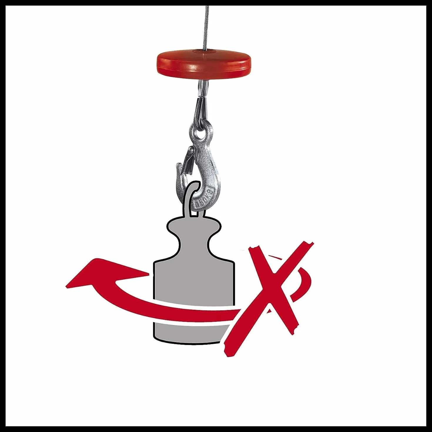 Einhell Polipasto eléctrico - TC-EH 250, 450 W, parada de emergencia e interruptor termostático, Cable de alambre sin torsión de 12 m, rodillo guía con gancho de carga y cierre de seguridad, Rojo