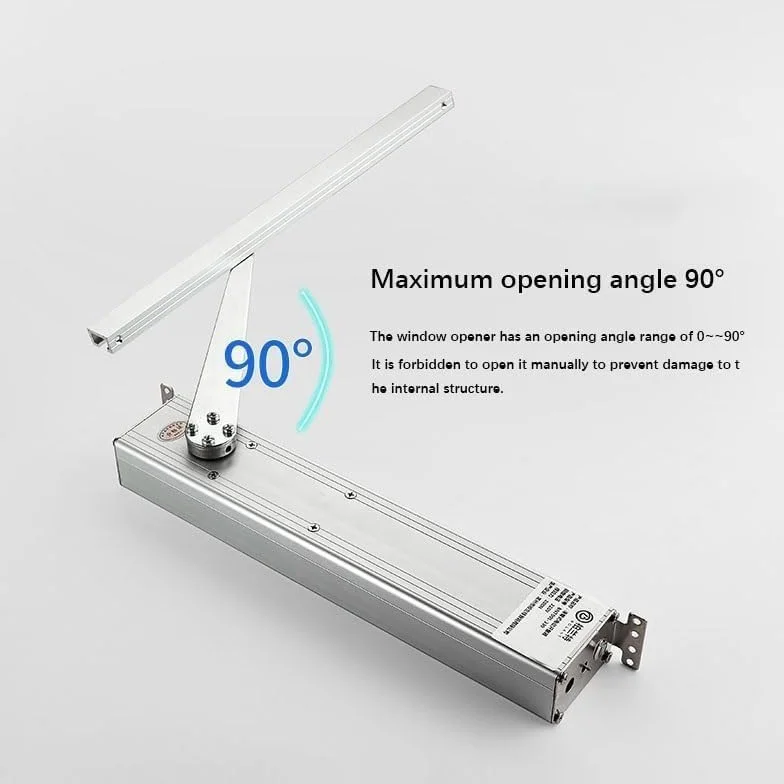 Abridor automático de ventanas con control remoto, apertura de 90° y empuje de 200 N, material de aleación de aluminio, diseño de rodillo silencioso para el hogar, oficina y uso comercial