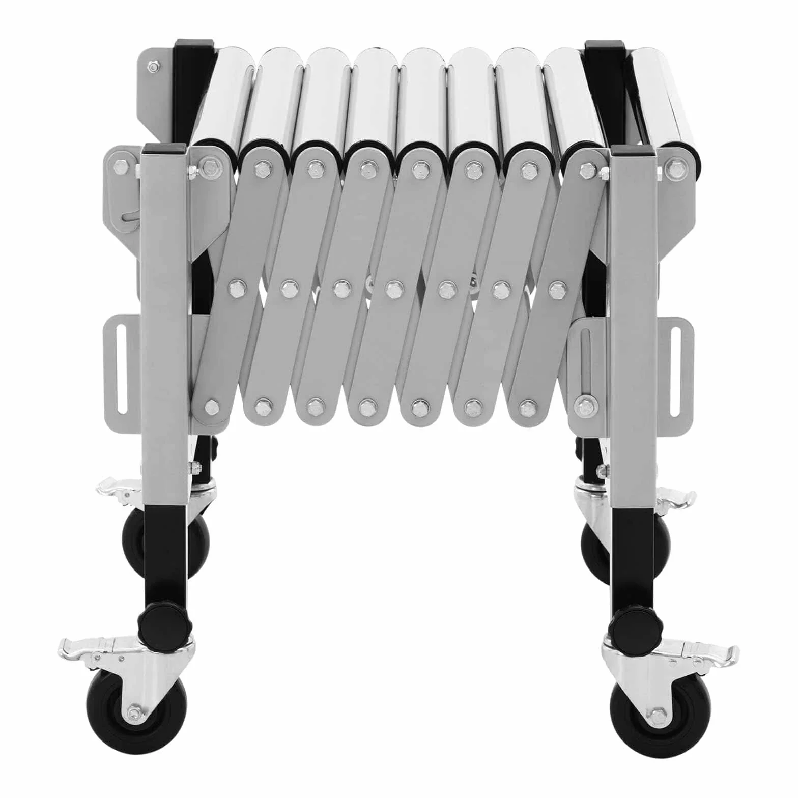 MSW Transportador De Rodillos Mesa Transportadora MSW-RT-130 (Capacidad de carga: 130 kg, Longitud hasta 147 cm, 9 rodillos, Plegable)