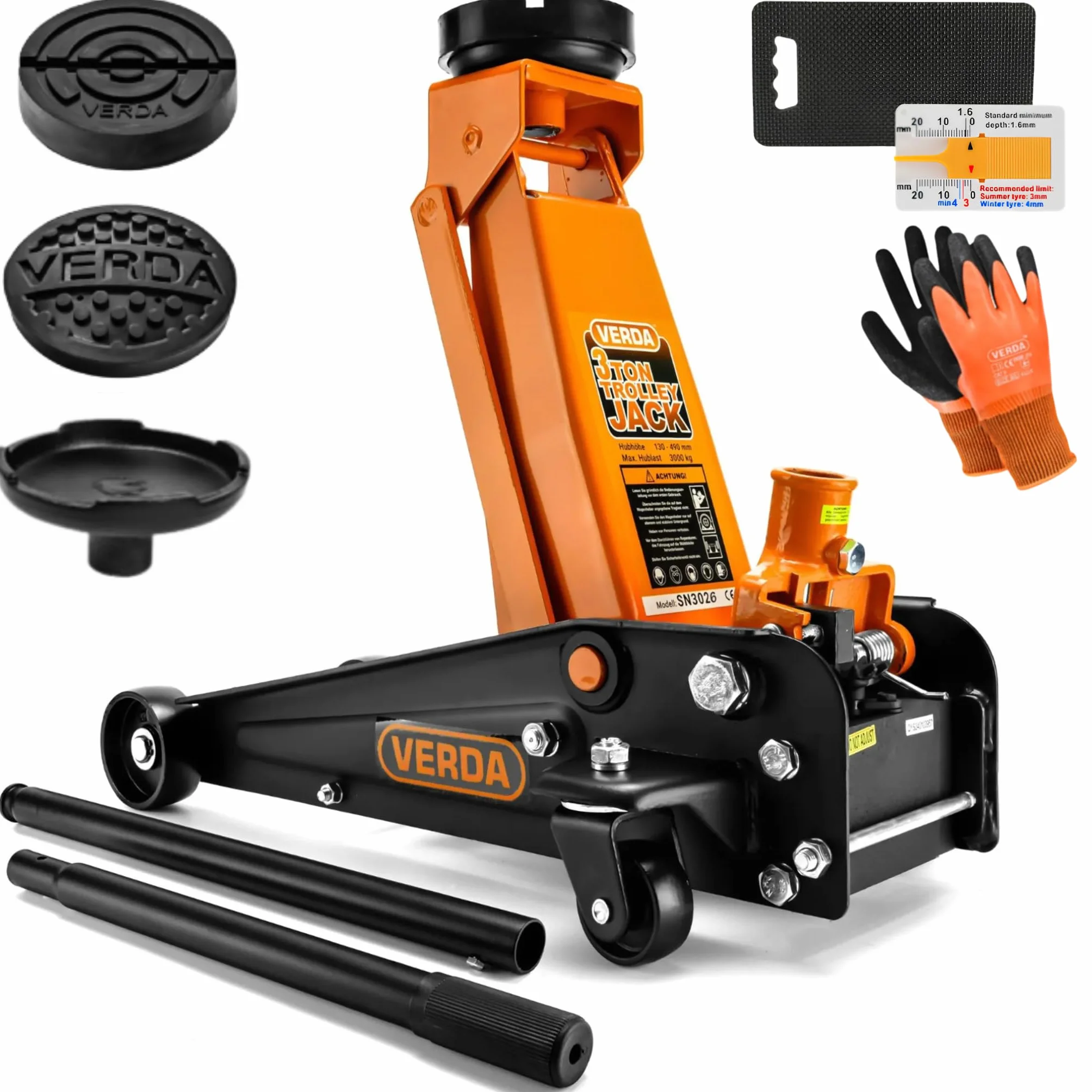 Gato hidráulico 3T, gato hidráulico, elevador, soporte, caballete de caballete, modelo a elegir, Naranja
