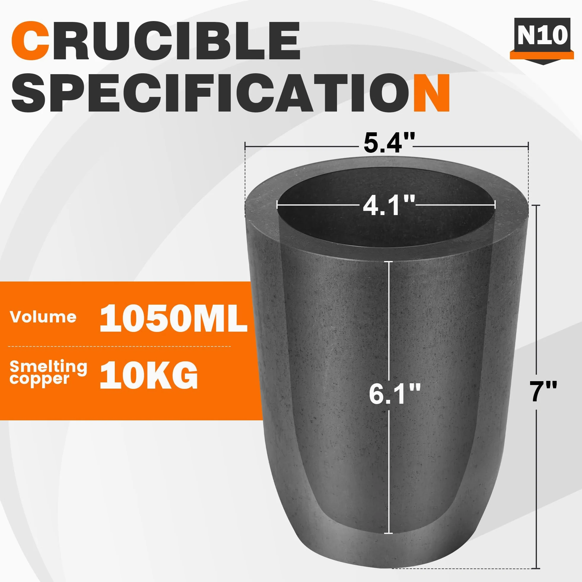 Crisoles de grafito de carburo de silicio de 12,3 kg, crisoles para derretir metal, soportan altas temperaturas de 1800 ℃, fundición de fusión de aluminio dorado y plata cobre