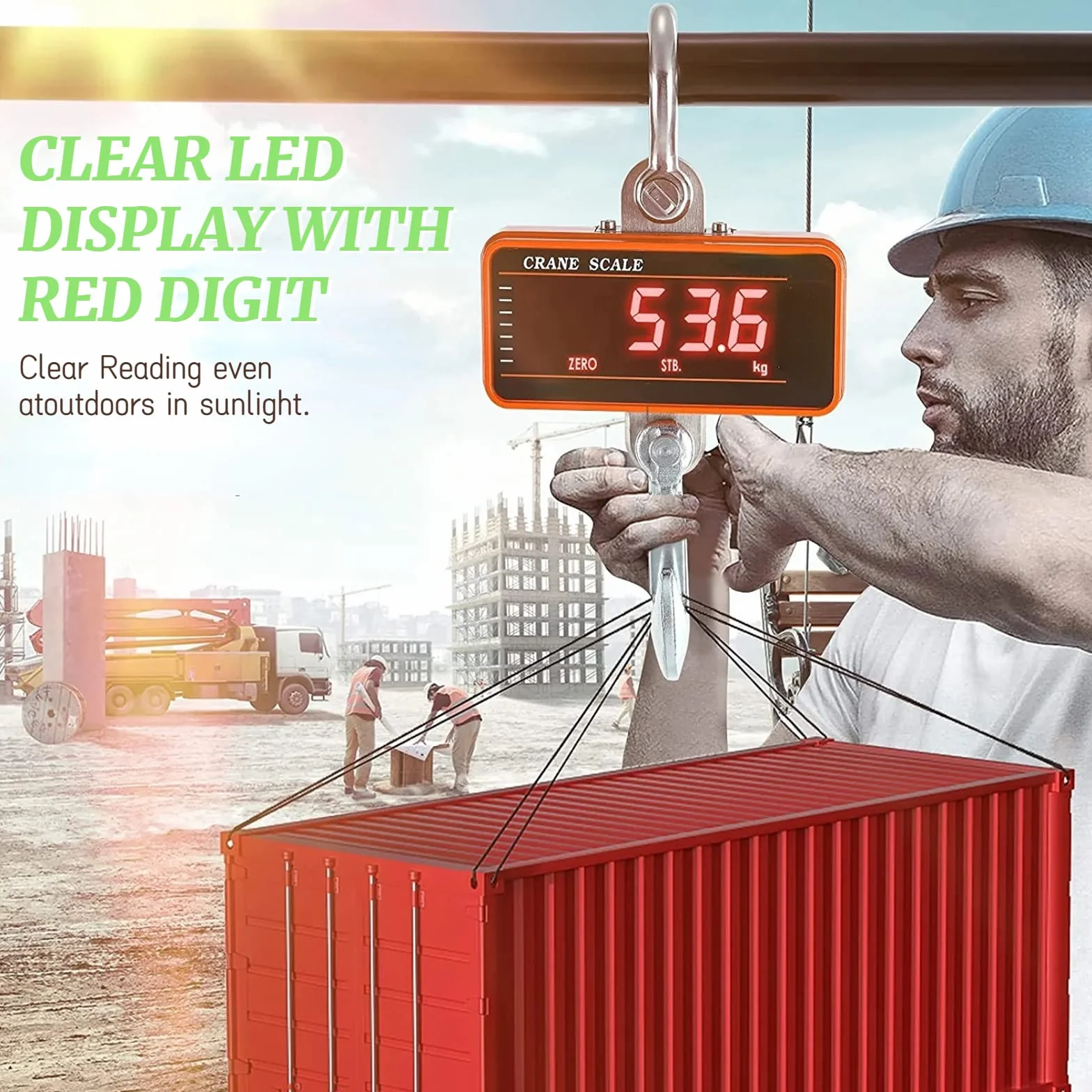 Báscula Colgante Portátil, 1500 Kg 3000 Lb Báscula de Grúa Digital Industrial de Servicio Pesado, Báscula de Pesaje Electrónica con Mini Báscula de Grúa de Mano Precisa con Pantalla LED para Caza en