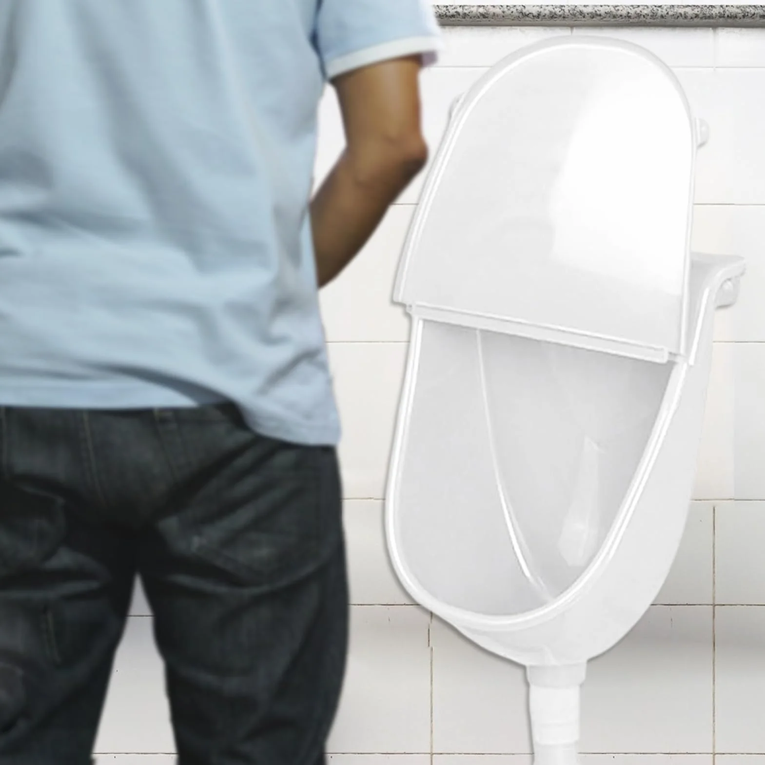 Urinario De Pared Con Tapa Para Baño Descarga Ajustable Manguera Hogar Jardín Exteriores