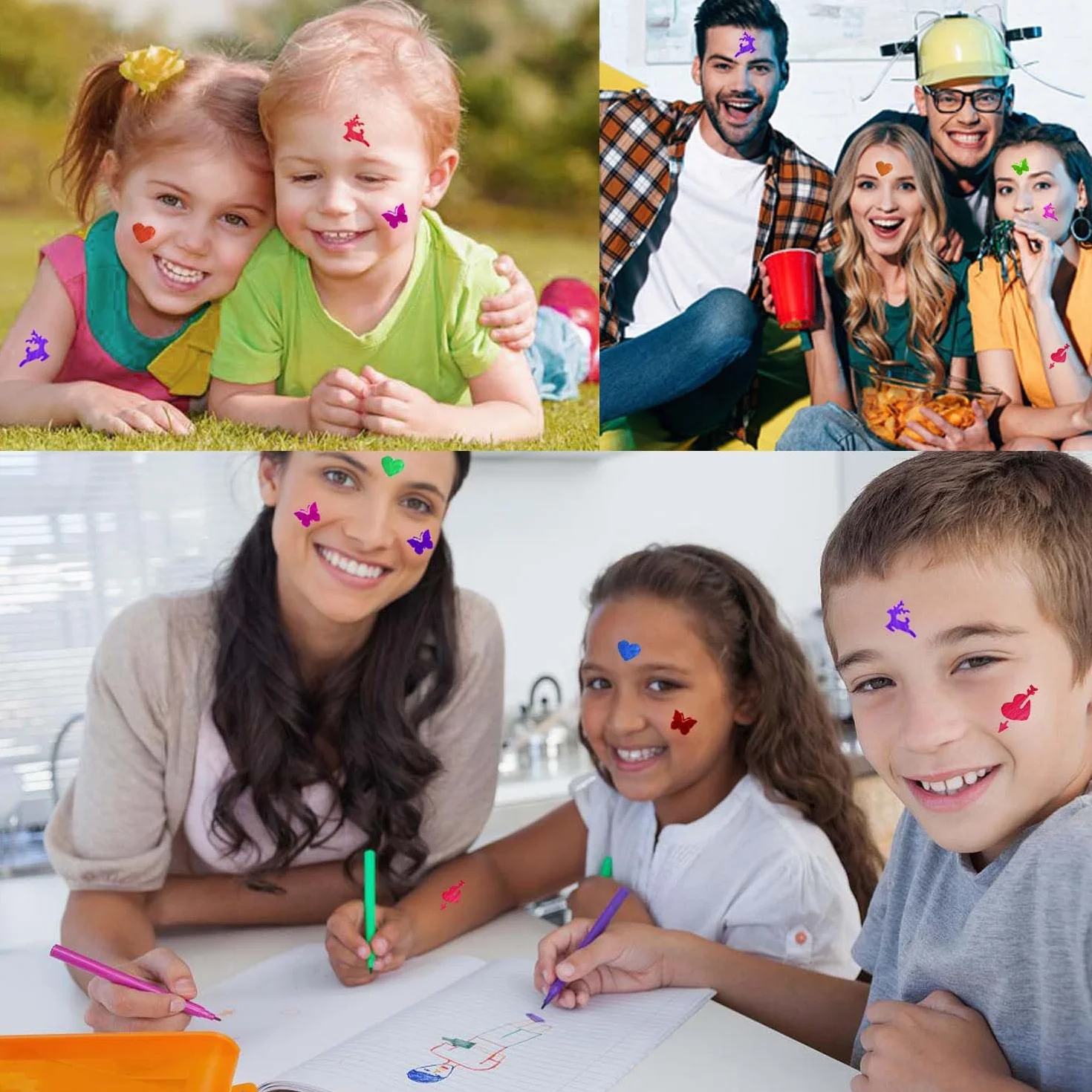 Rotuladores Tatuajes Temporales 6 Piezas con Plantillas para Niños Halloween