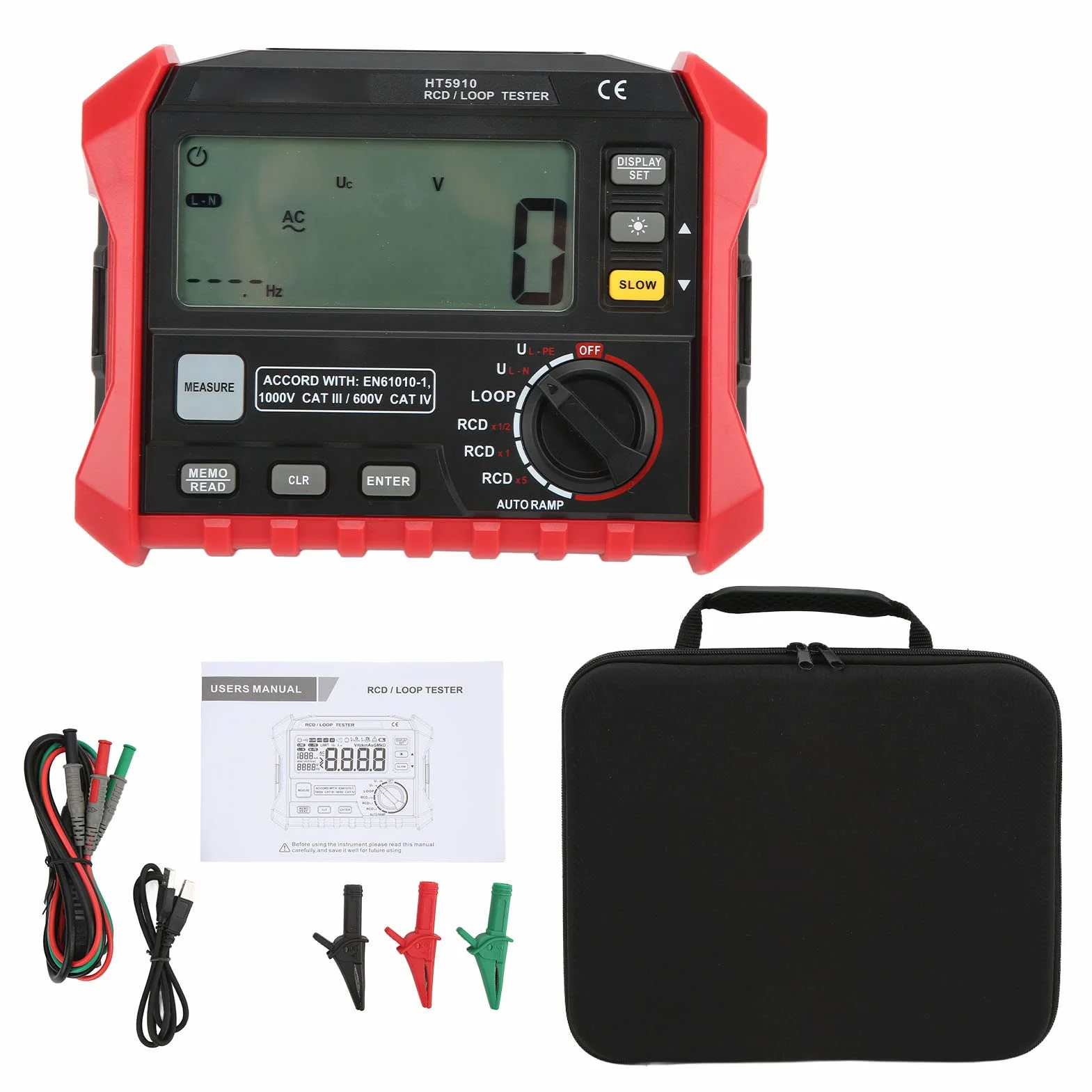 Instrumento de Prueba de Resistencia de Bucle, Probador de Resistencia de Aislamiento Digital Prueba de Bucle RCD Rango Automático Completo Multifuncional, Medidores de