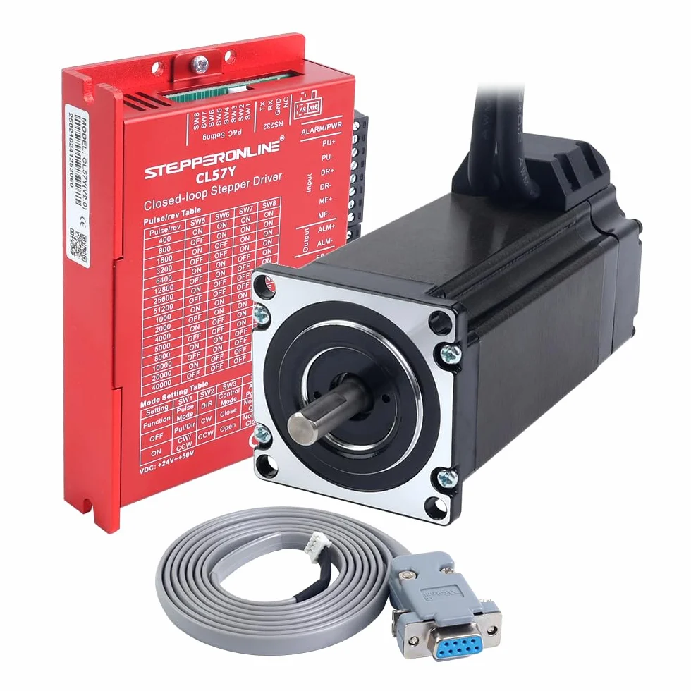 STEPPERONLINE Motor paso a paso de bucle cerrado de 1 eje CNC KIT 3.0 Nm/4225 onzas en 5.0A Nema 23 Motor con cables de 1.5 metros y controlador paso a paso de bucle cerrado de 0-7.0 A 24-50 V CC