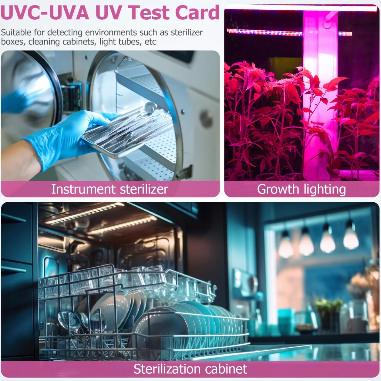 Cabilock 25 Tarjetas De Prueba UV UVC-UVA Indicadores Luz Ultravioleta 2.75x0.98x0.19in