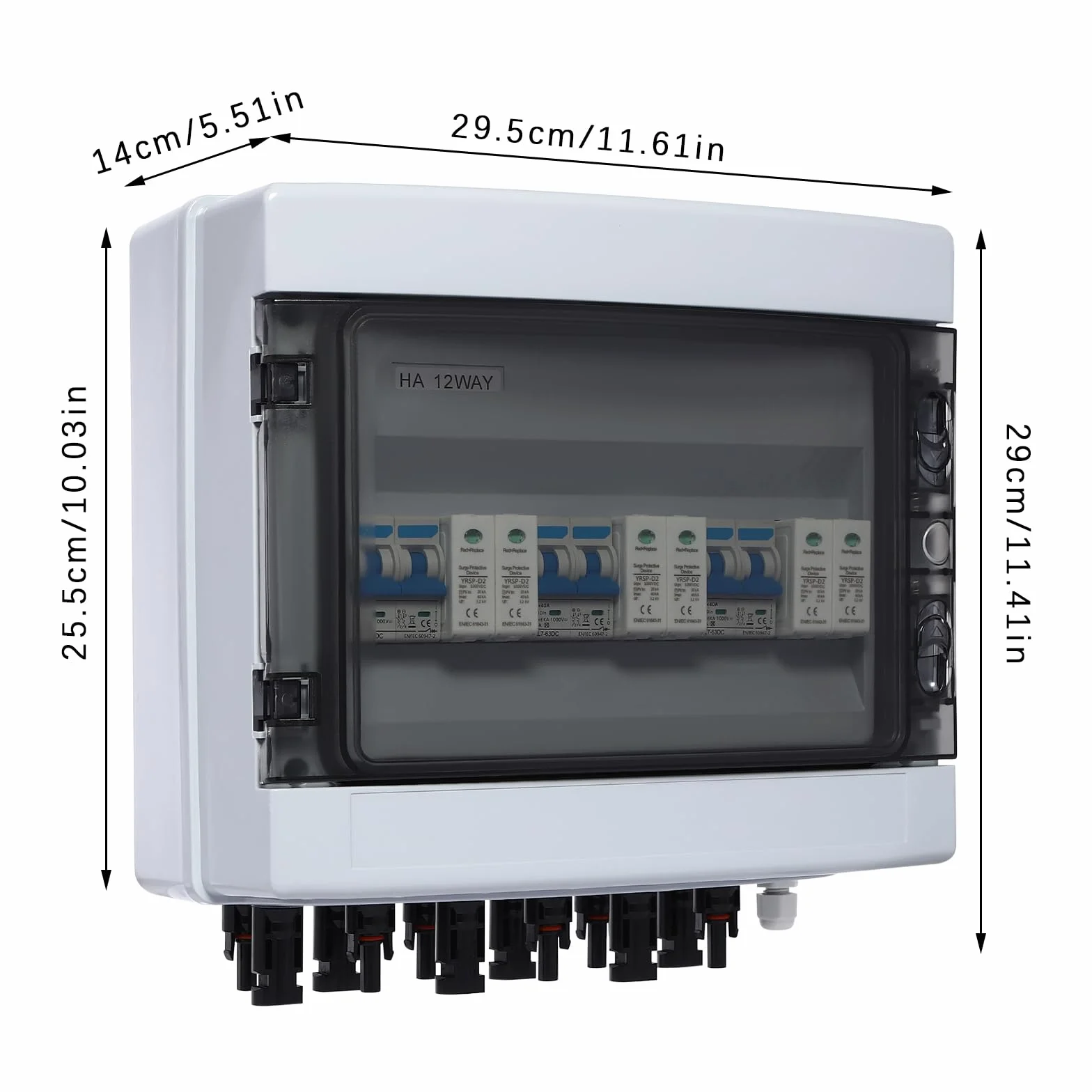 DC Protección contra sobretensiones PV 1000 V 40 A caja de conexiones solares con 3 entradas y salidas, interruptor de separación CC IP65 resistente al agua y a los golpes, interruptor de protección