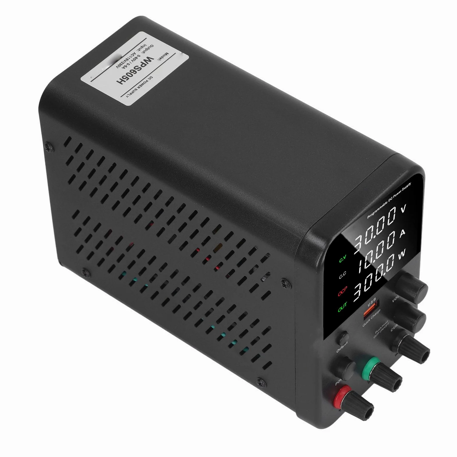 Garosa Fuente de Alimentación DC Variable 0-30V 0-5A Regulada Conmutada Ajustable con Control de Codificador, Carga Rápida USB y Ventilador de Temperatura Inteligente para (Enchufe de la UE AC230V)