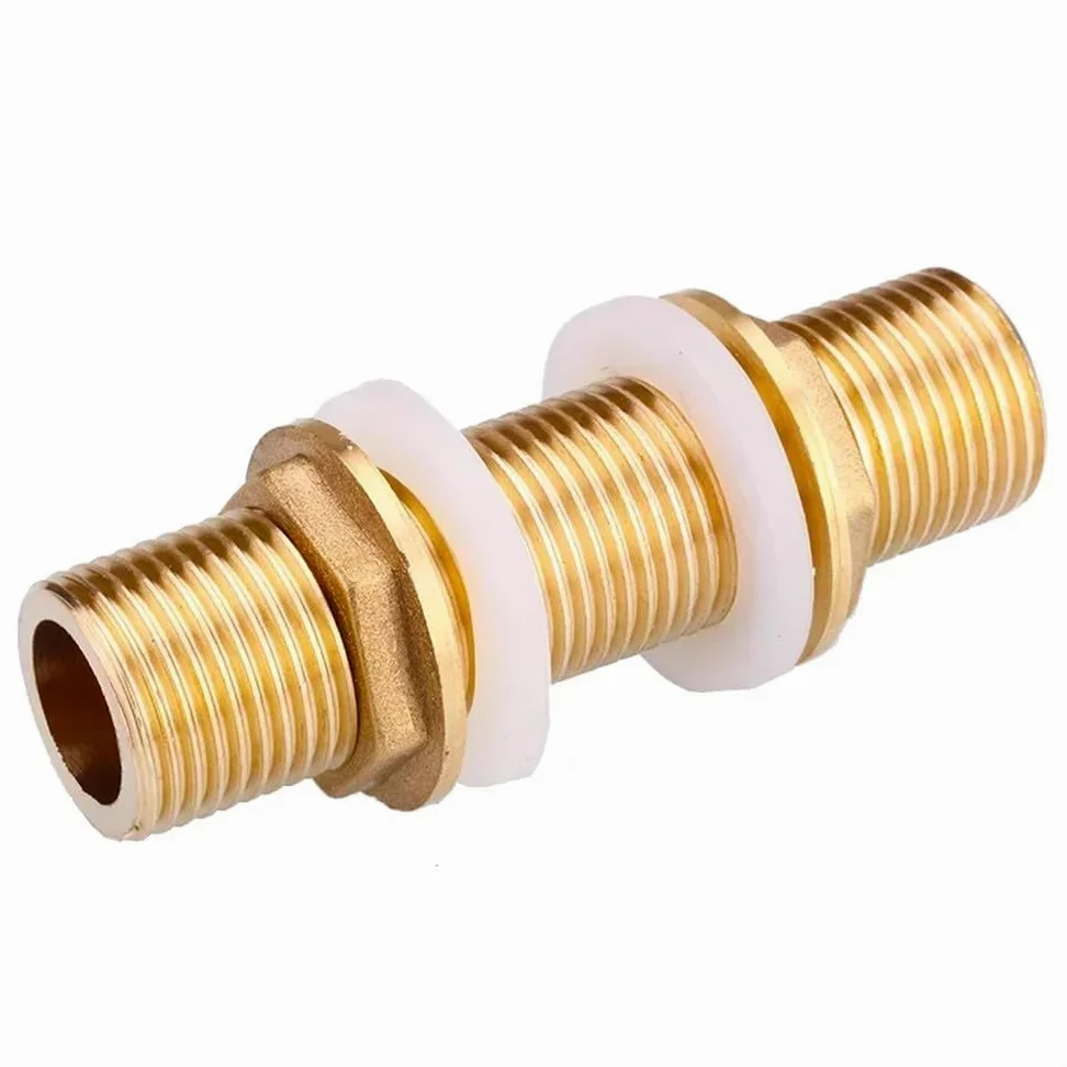 Conector de tubería de latón roscado completo macho BSP de 1/4", 3/8", 1/2" y 3/4", BSP1I2 L 50 mm