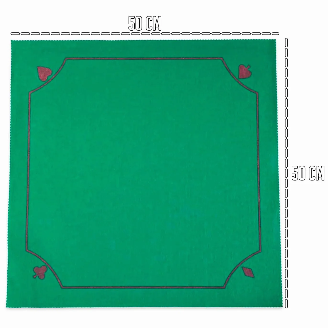 Tapete de Póker y Mus de Fieltro, Mantel para Juegos de Mesa, 50x50 cm, 2 mm, Verde