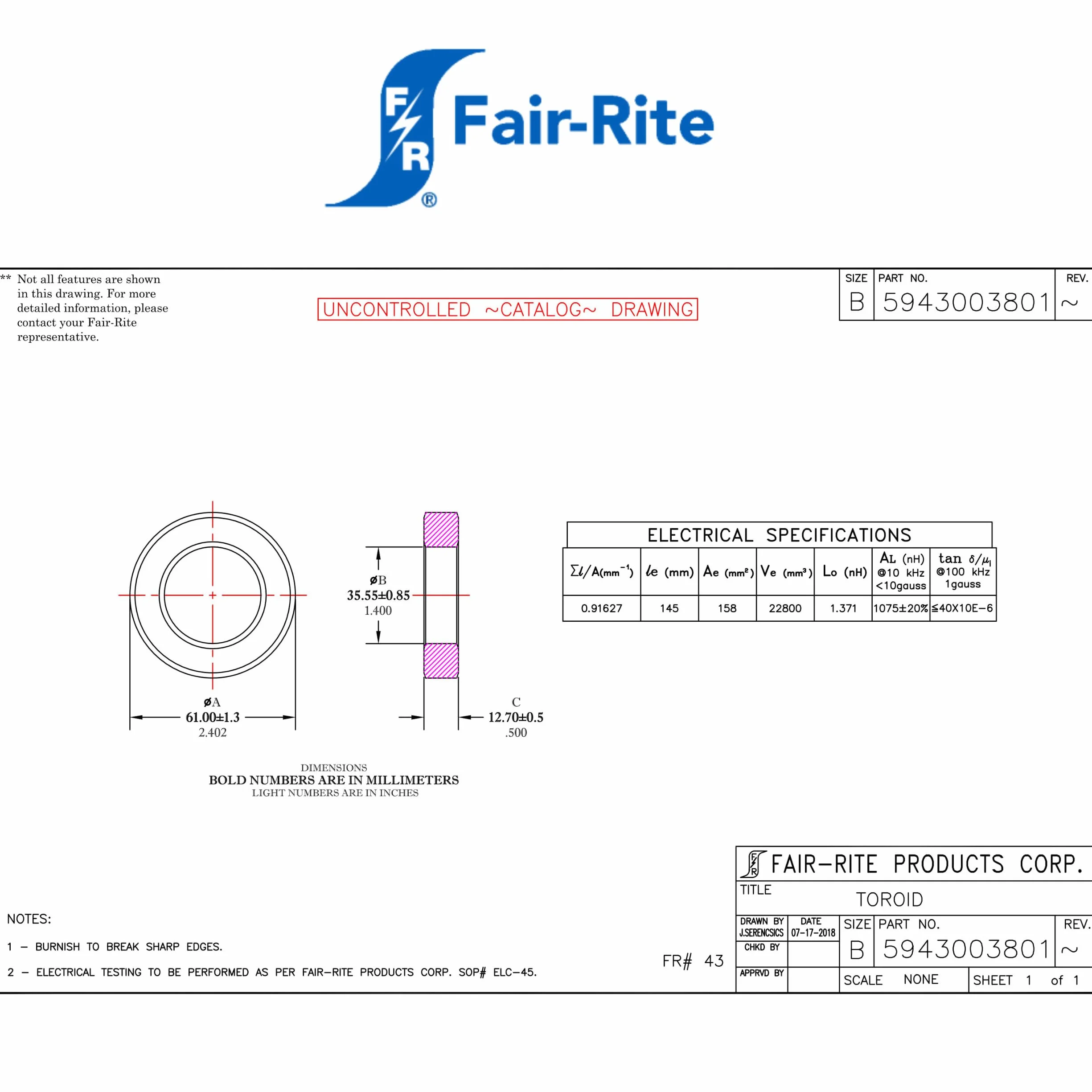 Toroid Core FT240-43 Ferrite