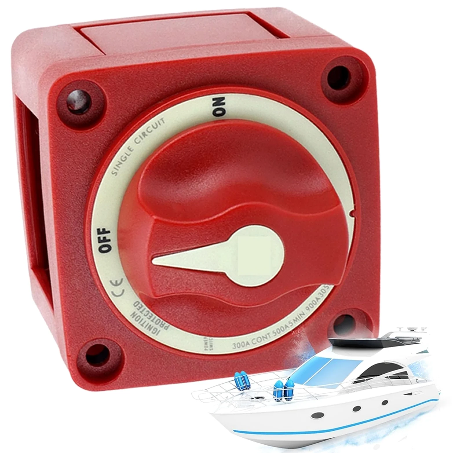 Interruptores marinos, Desconectador de batería de alto rendimiento de 300 A, resistente al agua, for barcos, camiones, autocaravanas y más, de 12 V a 48 V.