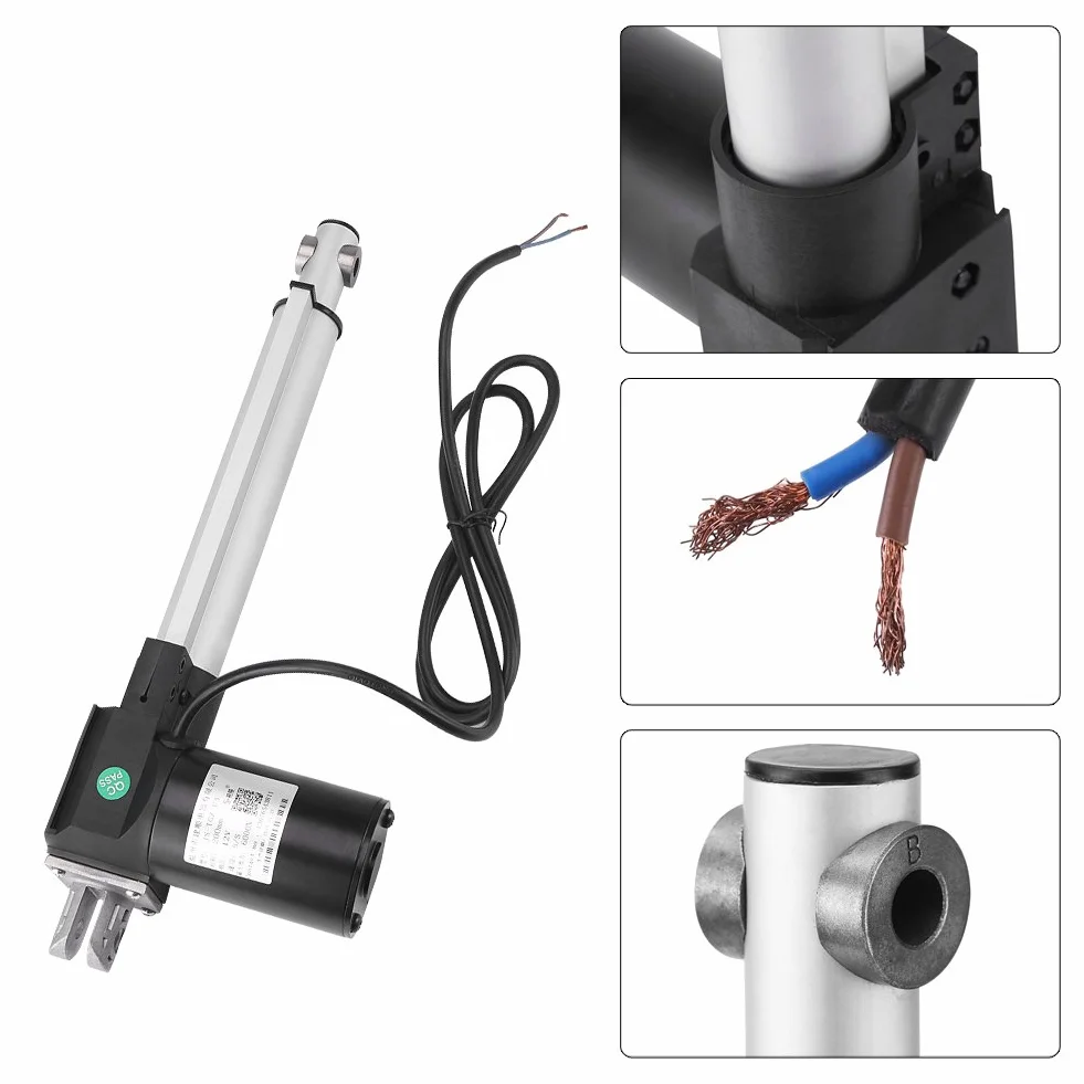 Actuador lineal 12V DC Motor Heavy Duty 6000N 600KG 5mm / s Carrera 100-500mm Motor de Carga Eléctrica IP54 Metal(500mm)