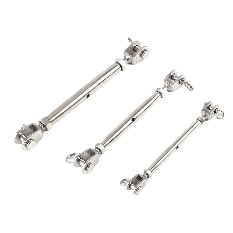 Presillas Cable Acero M5 M6 M8 M10 M12 M14 M16 M20 304 tornillo de aparejo de velero marino de acero inoxidable mandíbula de cuerpo cerrado/tensor de mandíbula Abrazaderas De Cuerda De Cable(M14,2pcs)