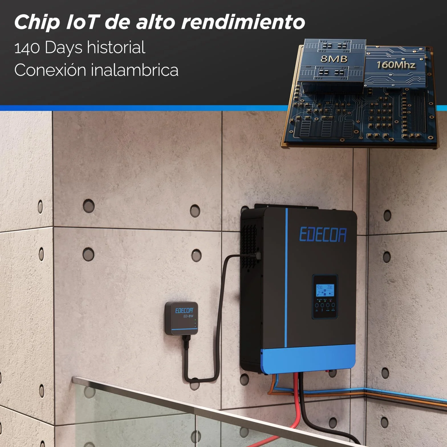 EDECOA Adaptador de sincronización de datos Módulo WiFi para conexión con inversores híbridos Fácil control de parámetros y estado del inversor híbrido